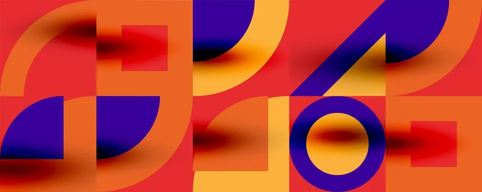 Neo memphis geometric pattern with circles, squares. Pop art abstract background Illustrazione stock