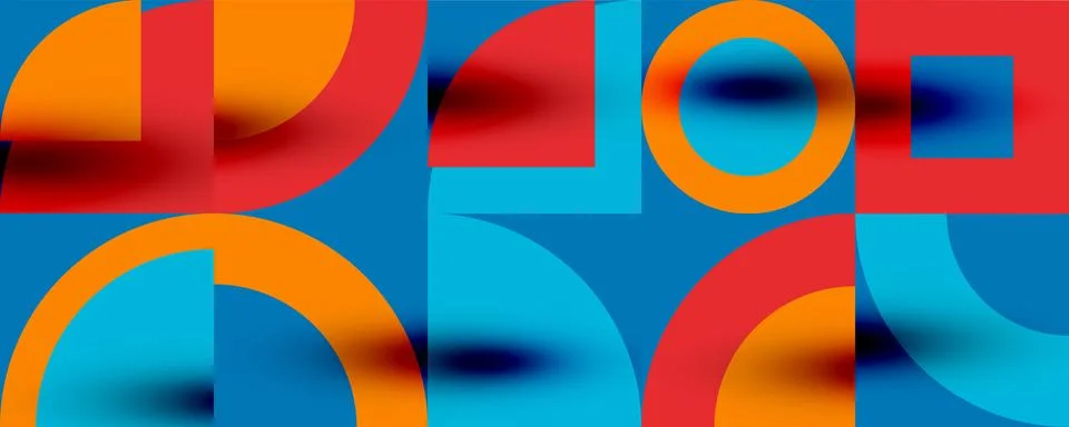 Neo memphis geometric pattern with circles, squares. Pop art abstract background Stock Illustration