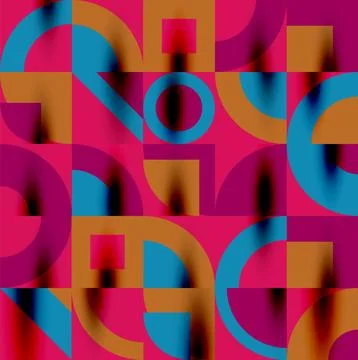 Neo memphis geometric pattern with circles, squares. Pop art abstract background Illustrazione stock