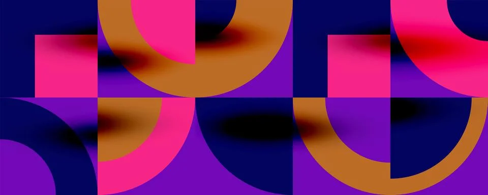 Neo memphis geometric pattern with circles, squares. Pop art abstract background Stock Illustration