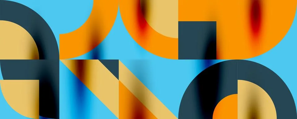 Neo memphis geometric pattern with circles, squares. Pop art abstract background 스톡 일러스트