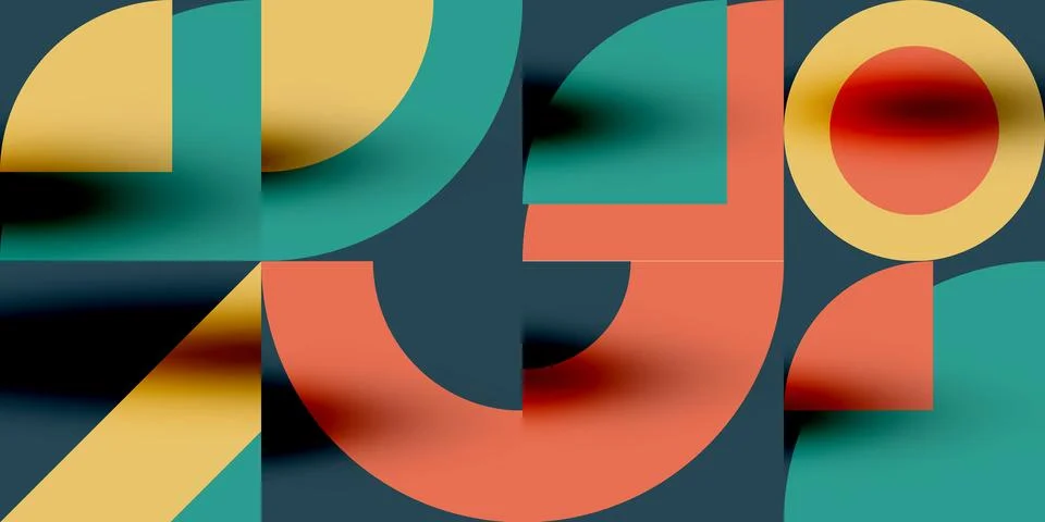 Neo memphis geometric pattern with circles, squares. Pop art abstract background Illustrazione stock