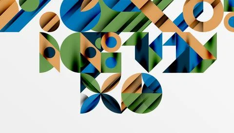 Neo memphis geometric pattern with circles, squares and lines. Pop art abstract 库存插图