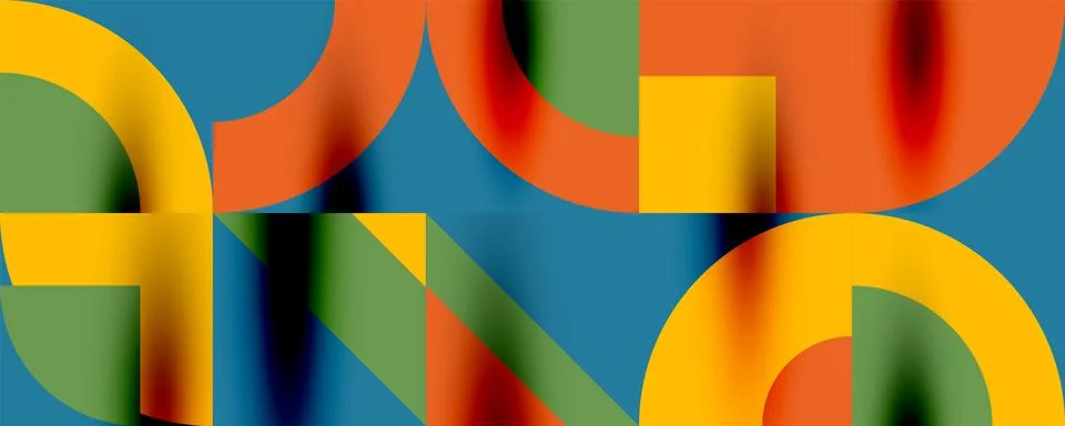 Neo memphis geometric pattern with circles, squares. Pop art abstract background Illustrazione stock