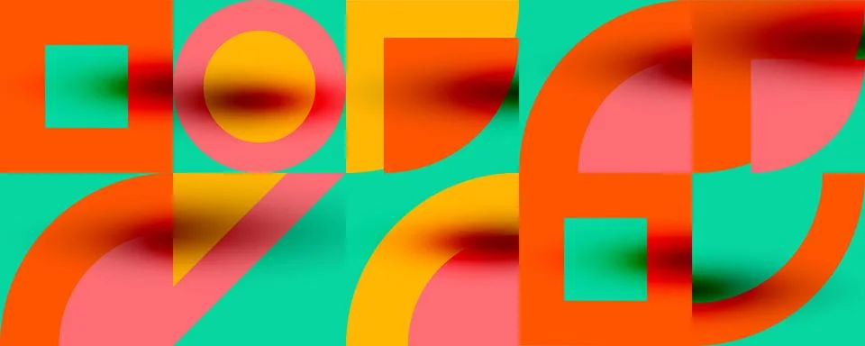 Neo memphis geometric pattern with circles, squares. Pop art abstract background 스톡 일러스트