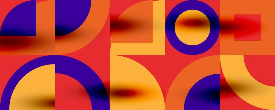 Neo memphis geometric pattern with circles, squares. Pop art abstract background Illustrazione stock