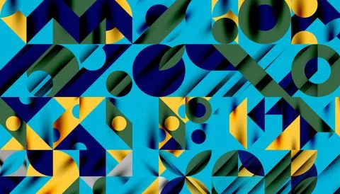 Neo memphis geometric pattern with circles, squares and lines. Pop art abstract Stock Illustration