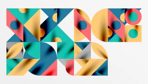 Neo memphis geometric pattern with circles, squares and lines. Pop art abstract 스톡 일러스트