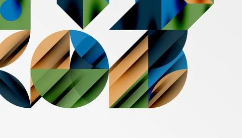 Neo memphis geometric pattern with circles, squares and lines. Pop art abstract Stock Illustration