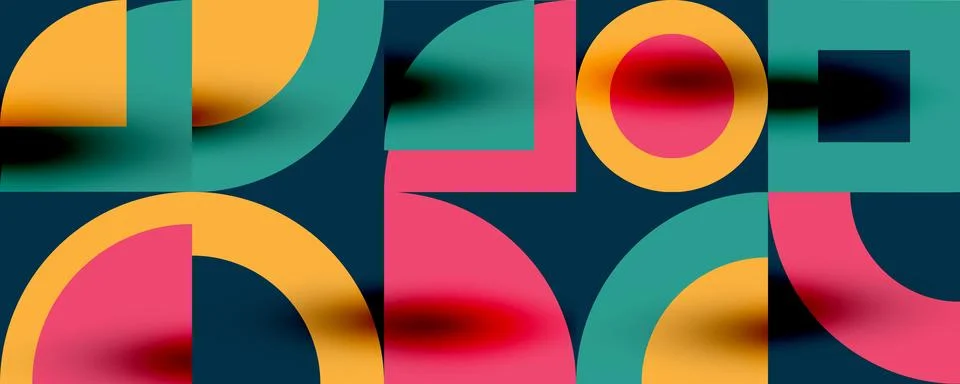 Neo memphis geometric pattern with circles, squares. Pop art abstract background Illustrazione stock