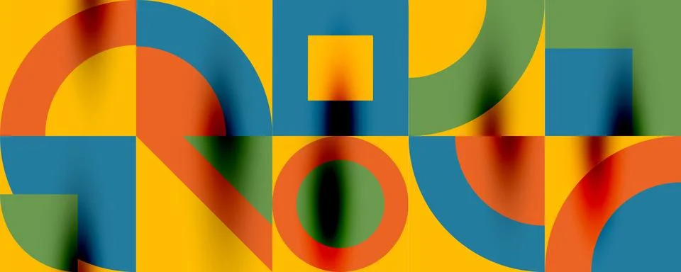 Neo memphis geometric pattern with circles, squares. Pop art abstract background Stock Illustration