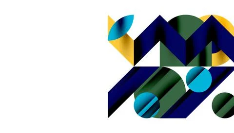 Neo memphis geometric pattern with circles, squares and lines. Pop art abstract Stock Illustration