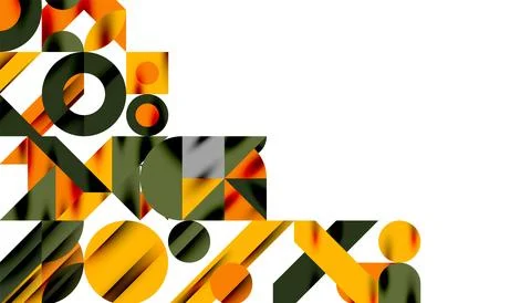 Neo memphis geometric pattern with circles, squares and lines. Pop art abstract Stock Illustration