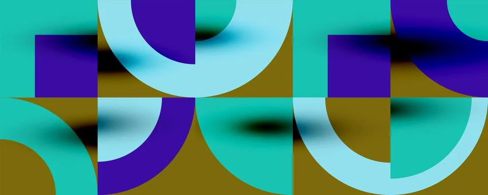 Neo memphis geometric pattern with circles, squares. Pop art abstract background Illustrazione stock