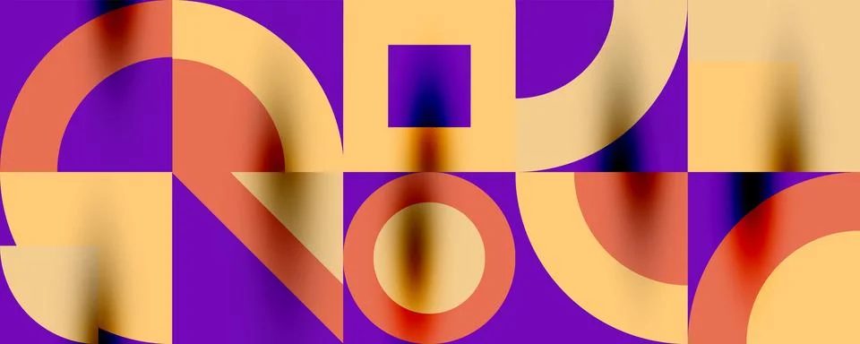 Neo memphis geometric pattern with circles, squares. Pop art abstract background Illustrazione stock
