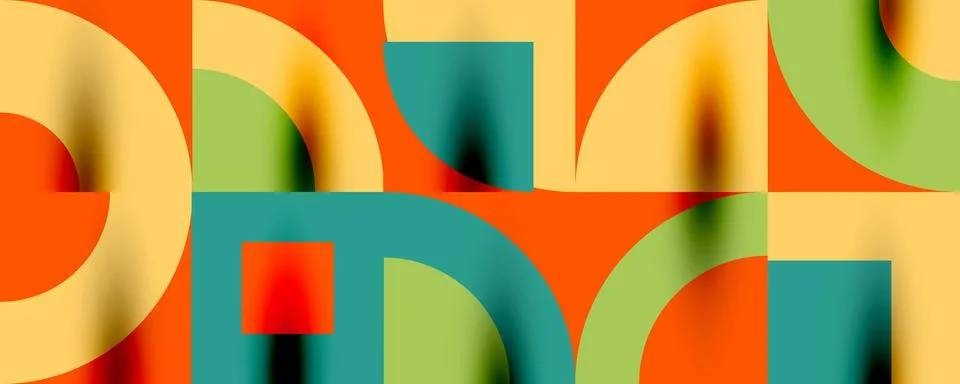 Neo memphis geometric pattern with circles, squares. Pop art abstract background Stock Illustration