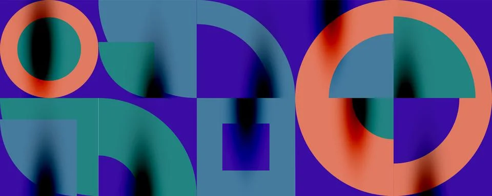 Neo memphis geometric pattern with circles, squares. Pop art abstract background Stockillustratie