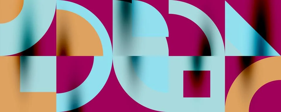 Neo memphis geometric pattern with circles, squares. Pop art abstract background Stockillustratie