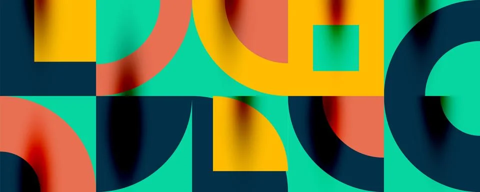 Neo memphis geometric pattern with circles, squares. Pop art abstract background Stockillustratie