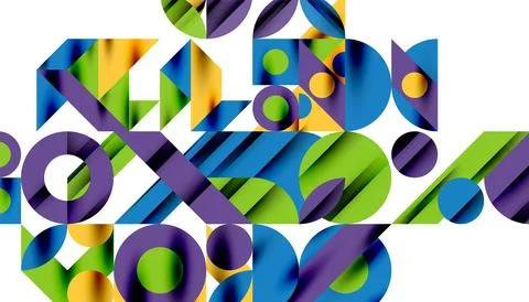 Neo memphis geometric pattern with circles, squares and lines. Pop art abstract Stock Illustration