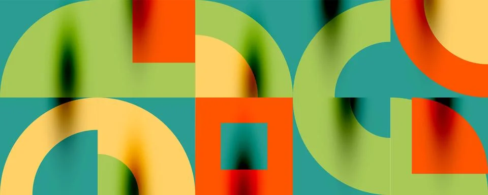 Neo memphis geometric pattern with circles, squares. Pop art abstract background Illustrazione stock