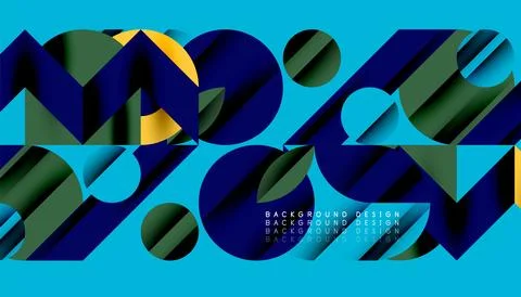Neo memphis geometric pattern with circles, squares and lines. Pop art abstract 库存插图