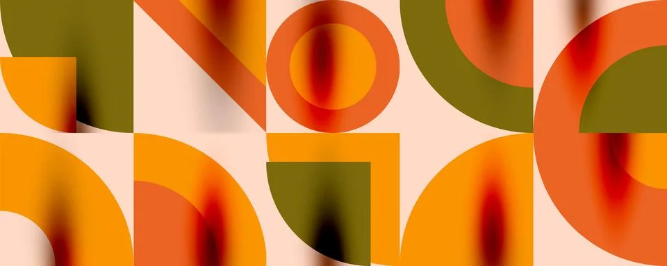 Neo memphis geometric pattern with circles, squares. Pop art abstract background Stock Illustration