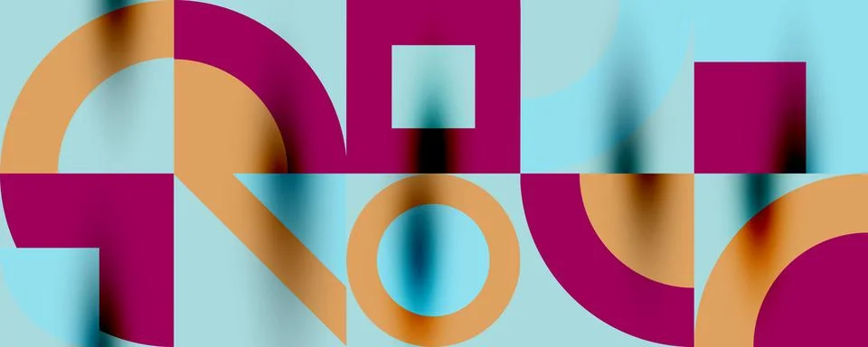 Neo memphis geometric pattern with circles, squares. Pop art abstract background Stock Illustration