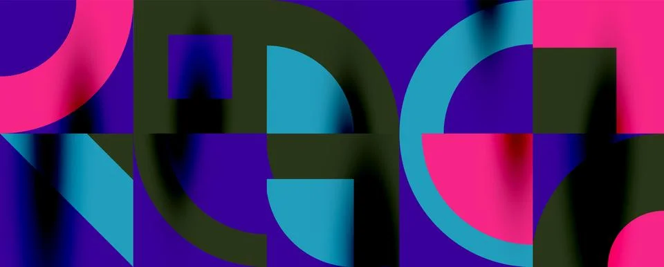 Neo memphis geometric pattern with circles, squares. Pop art abstract background Stockillustratie