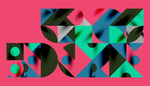 Neo memphis geometric pattern with circles, squares and lines. Pop art abstract Stock Illustration