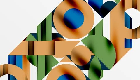 Neo memphis geometric pattern with circles, squares and lines. Pop art abstract Stock Illustration
