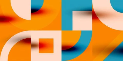 Neo memphis geometric pattern with circles, squares. Pop art abstract background Illustrazione stock