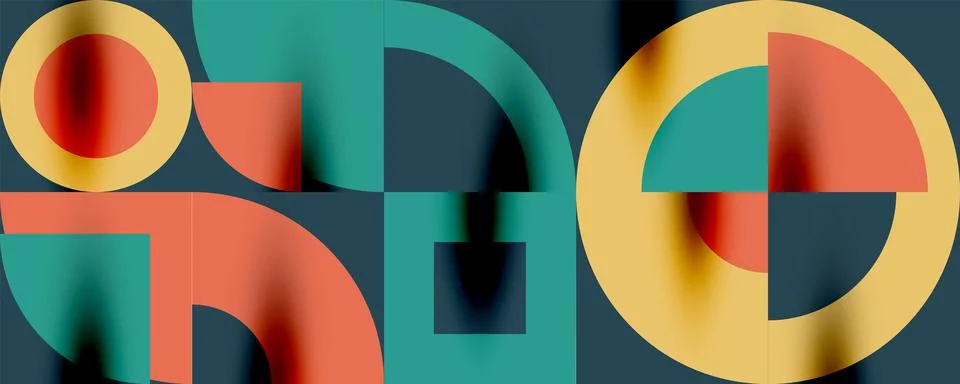 Neo memphis geometric pattern with circles, squares. Pop art abstract background Stockillustratie