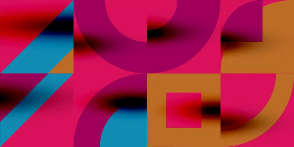 Neo memphis geometric pattern with circles, squares. Pop art abstract background Illustrazione stock
