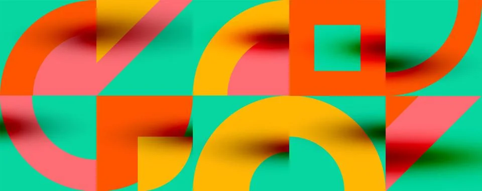 Neo memphis geometric pattern with circles, squares. Pop art abstract background Stock Illustration