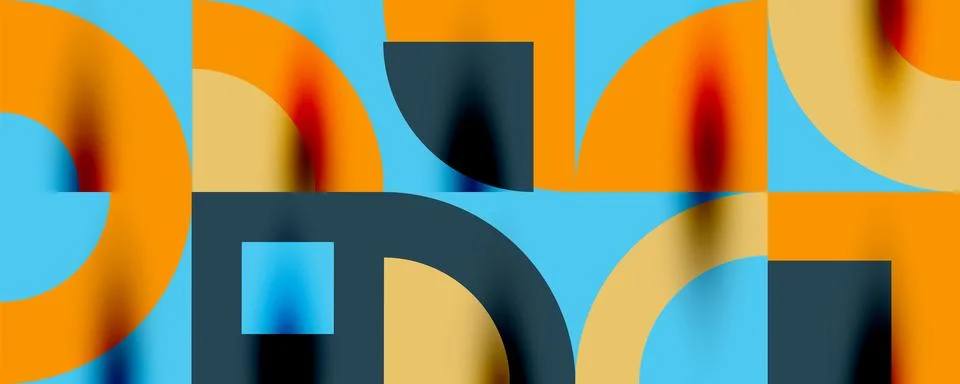 Neo memphis geometric pattern with circles, squares. Pop art abstract background Illustrazione stock
