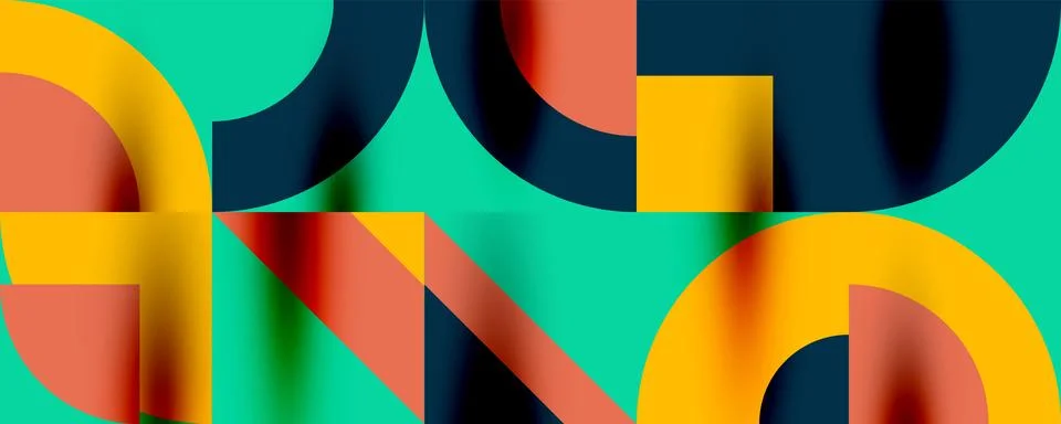Neo memphis geometric pattern with circles, squares. Pop art abstract background Stock Illustration