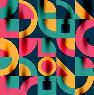 Neo memphis geometric pattern with circles, squares. Pop art abstract background Stock Illustration