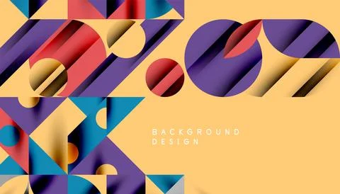 Neo memphis geometric pattern with circles, squares and lines. Pop art abstract 库存插图