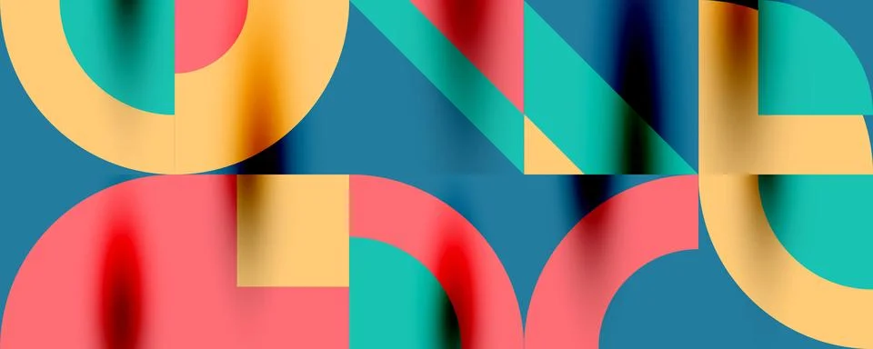 Neo memphis geometric pattern with circles, squares. Pop art abstract background Stock Illustration