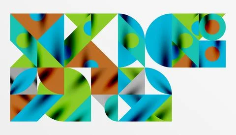 Neo memphis geometric pattern with circles, squares and lines. Pop art abstract Stock Illustration