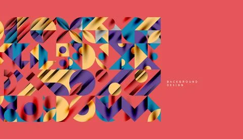Neo memphis geometric pattern with circles, squares and lines. Pop art abstract Illustrazione stock