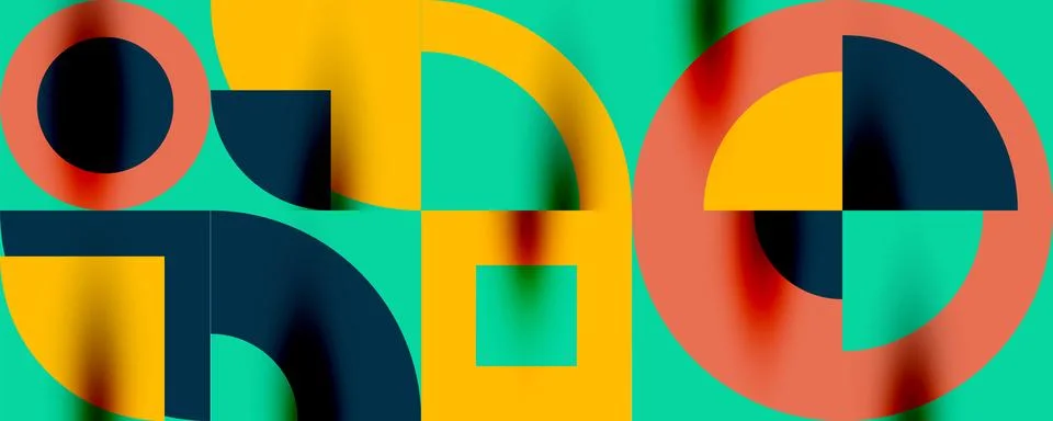 Neo memphis geometric pattern with circles, squares. Pop art abstract background Illustrazione stock