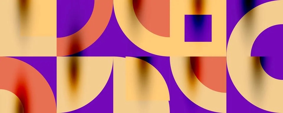 Neo memphis geometric pattern with circles, squares. Pop art abstract background Illustrazione stock