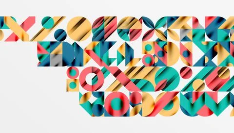 Neo memphis geometric pattern with circles, squares and lines. Pop art abstract Illustrazione stock