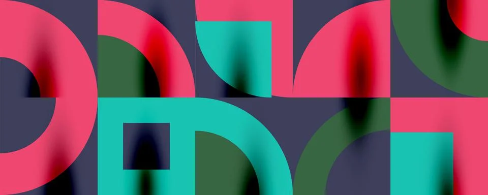 Neo memphis geometric pattern with circles, squares. Pop art abstract background Illustrazione stock