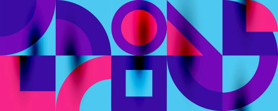 Neo memphis geometric pattern with circles, squares. Pop art abstract background Stock Illustration