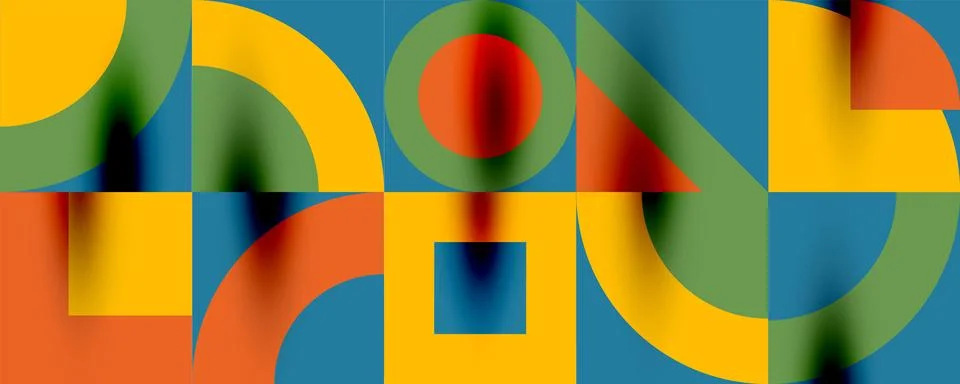 Neo memphis geometric pattern with circles, squares. Pop art abstract background Stock Illustration
