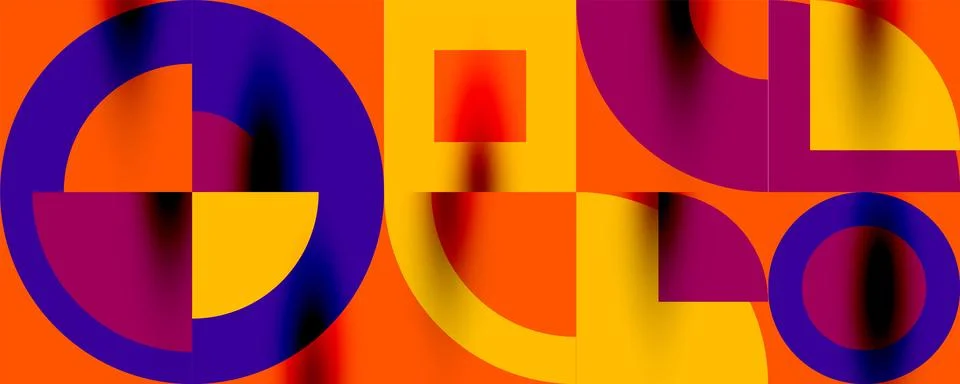 Neo memphis geometric pattern with circles, squares. Pop art abstract background Stock Illustration