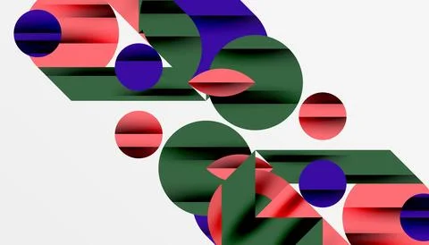 Neo memphis geometric pattern with circles, squares and lines. Pop art abstract 库存插图
